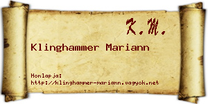 Klinghammer Mariann névjegykártya