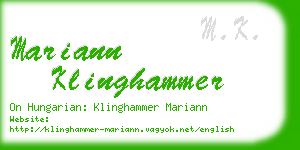 mariann klinghammer business card